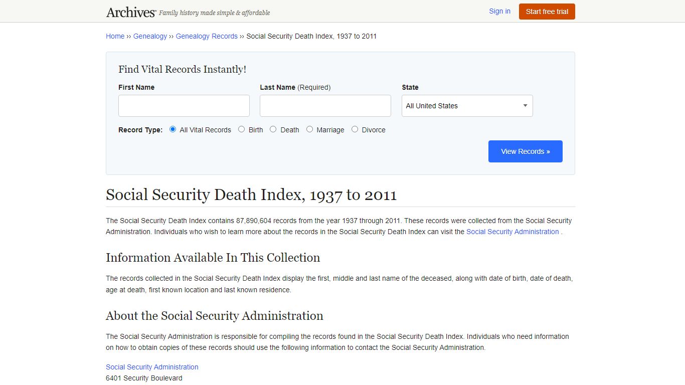 Social Security Death Index | Search Collections & Indexes